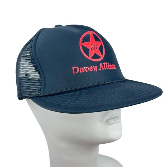 Vintage Nissin Davey Allison Snapback Baseball Hat Cap #28 OSFA Blue NASCAR - Picture 15 of 16